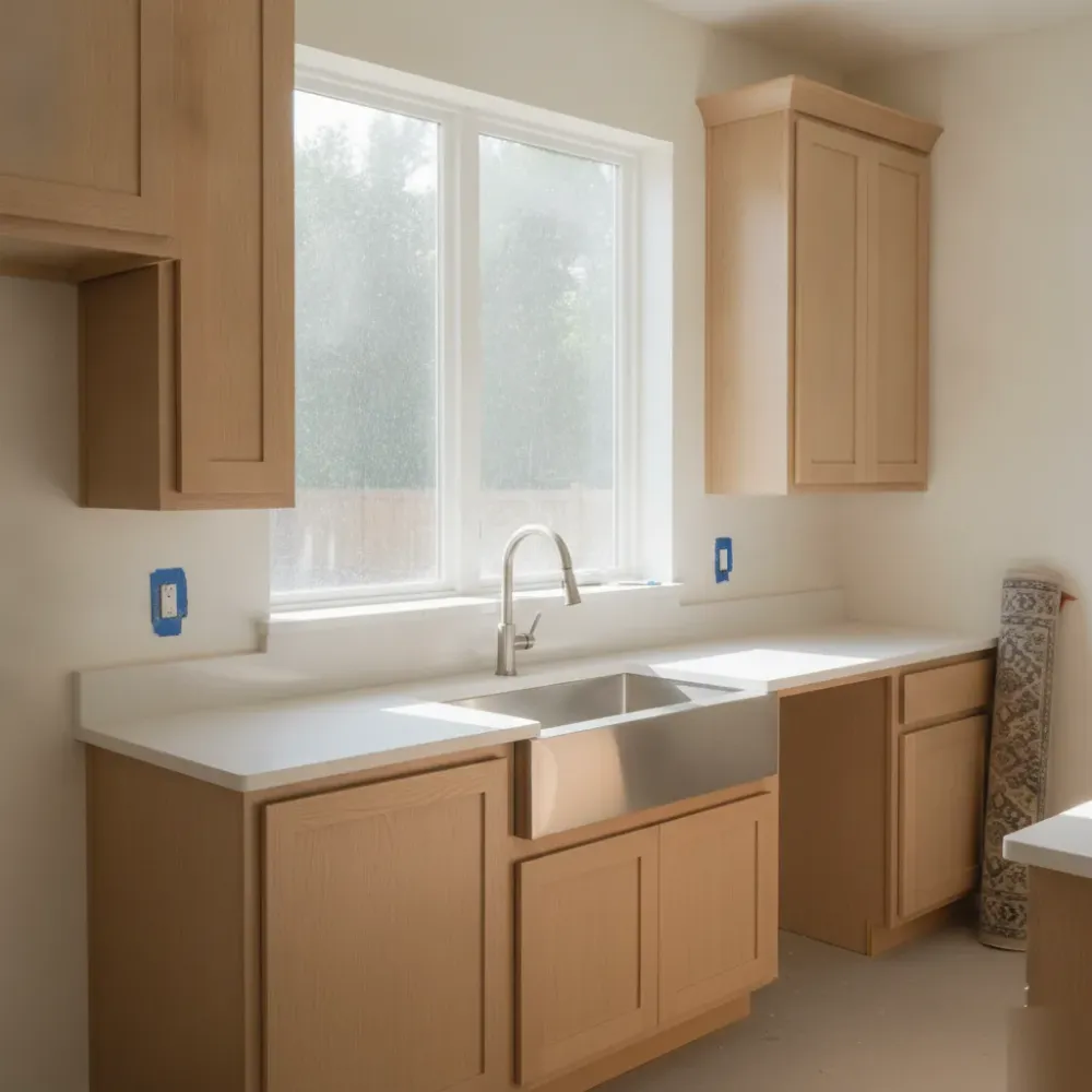 Finished custom home kitchen after construction completion in Dallas